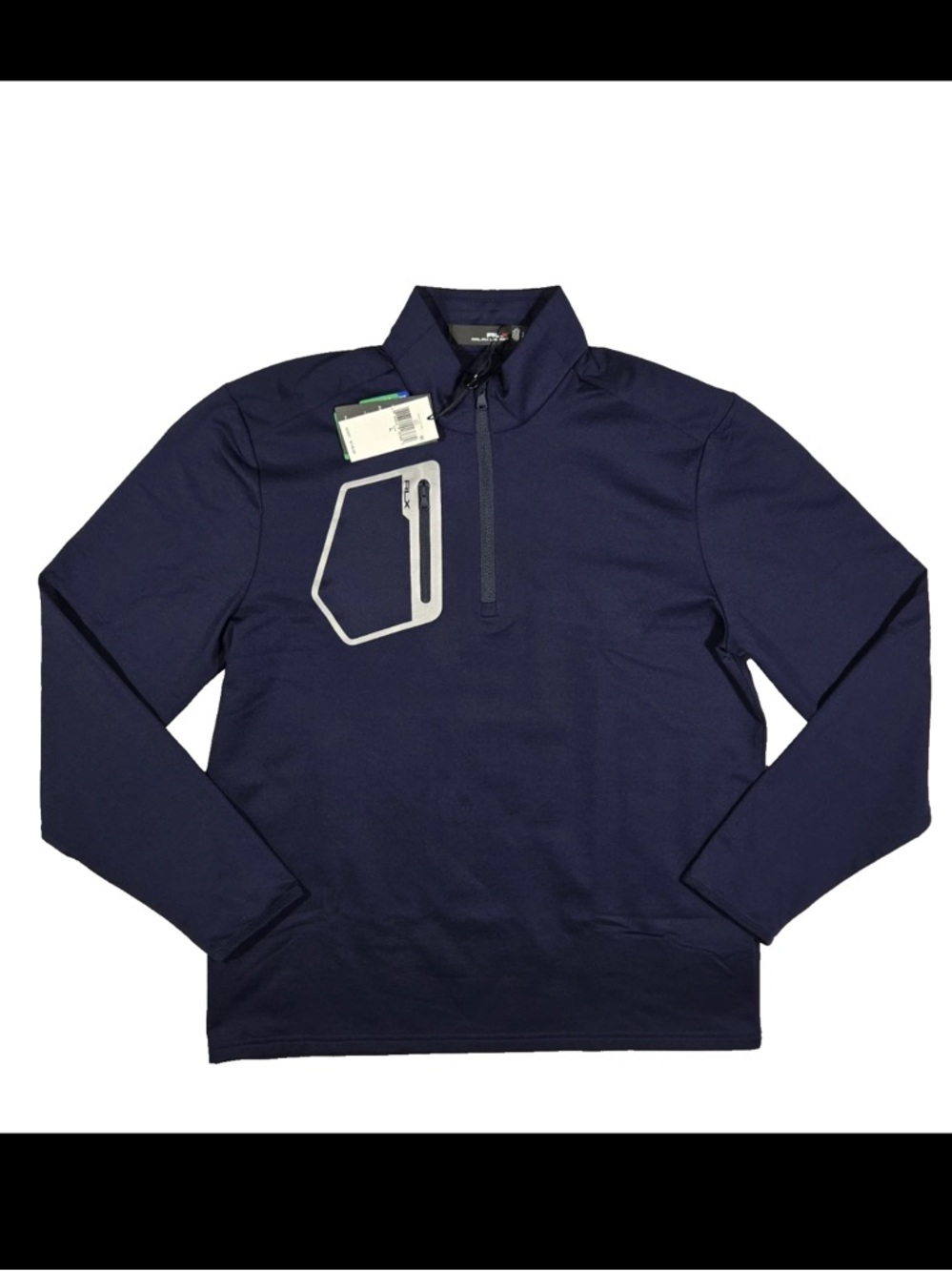 RLX Ralph Lauren Performance 1/4 Zip Luxury Mens Large Golf Pullover Navy Blue L